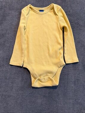 Old Navy Soft Ribbed Long-Sleeve Baby One-Piece in Yellow